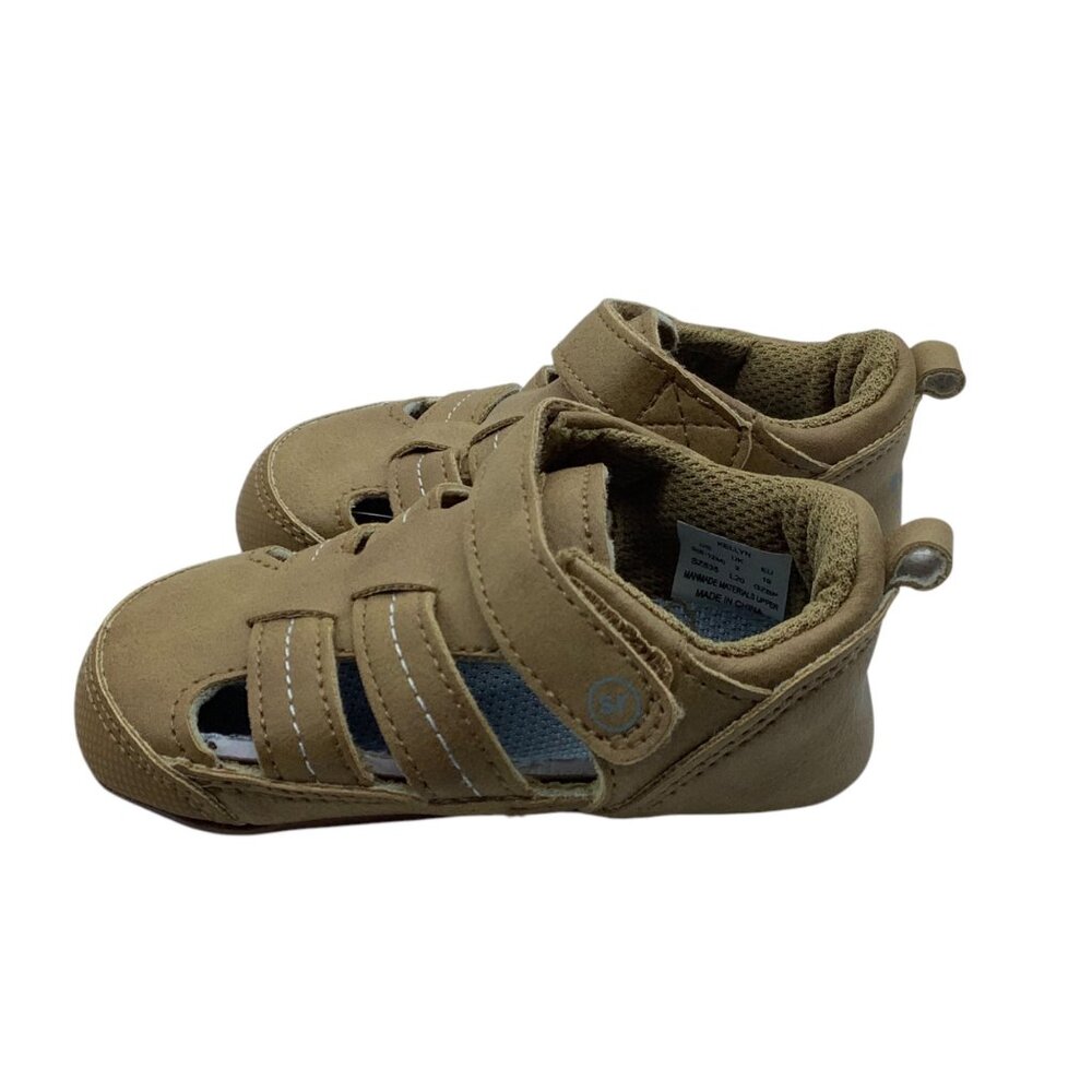 Surprize By Stride Rite‎ Kellyn Baby Tan Sandals Adjustable Straps Size 6-12M